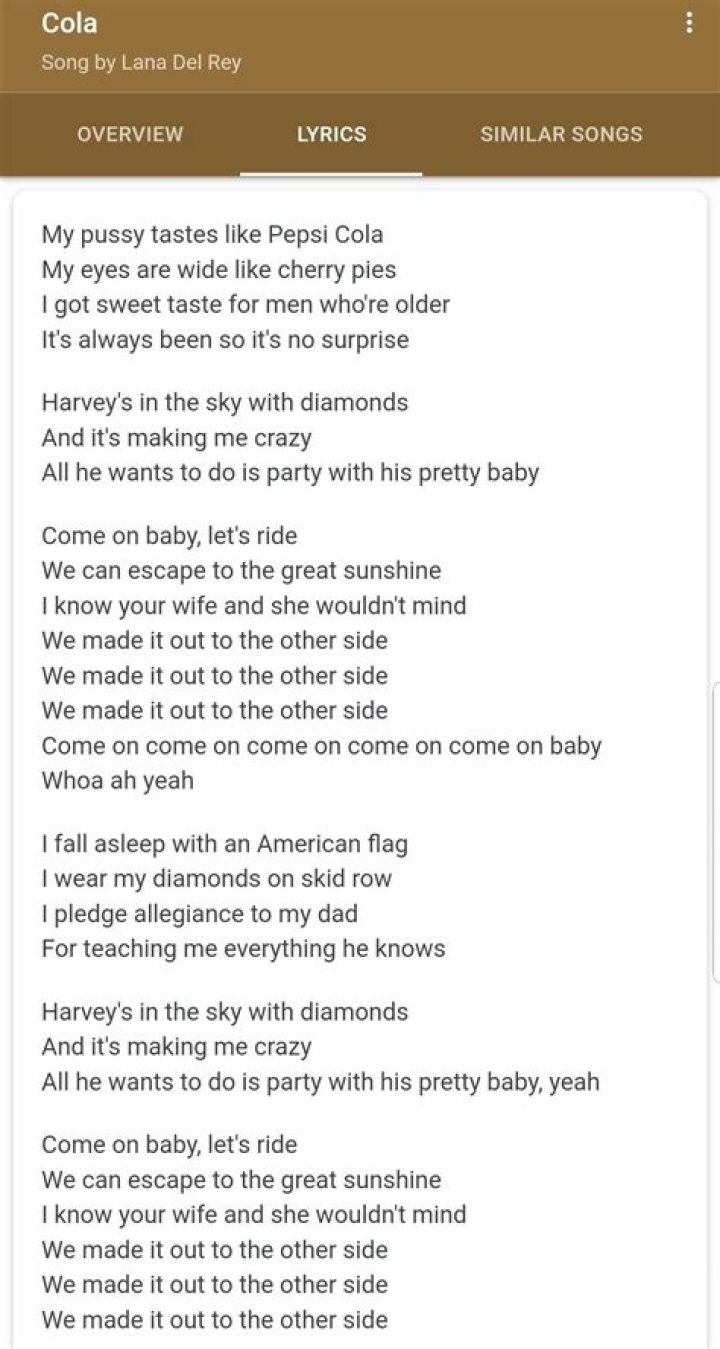 Cherry cola lyrics
