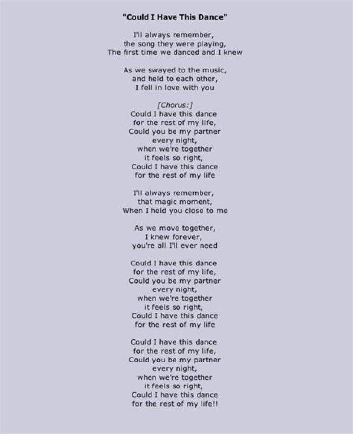 Could i have this dance lyrics
