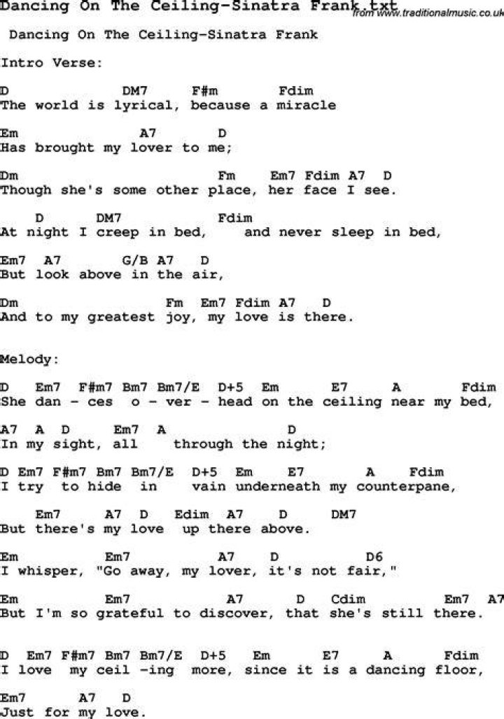 Frank Sinatra Dancing On The Ceiling Lyrics