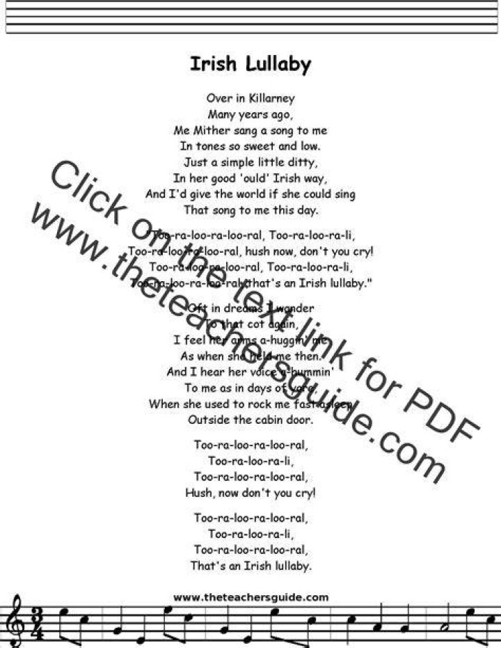 Irish lullaby lyrics
