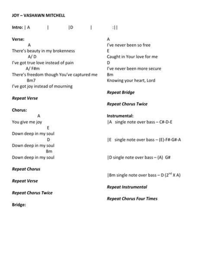 Joy by vashawn mitchell lyrics