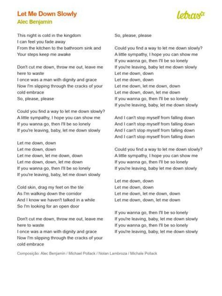 Let you down verda lyrics