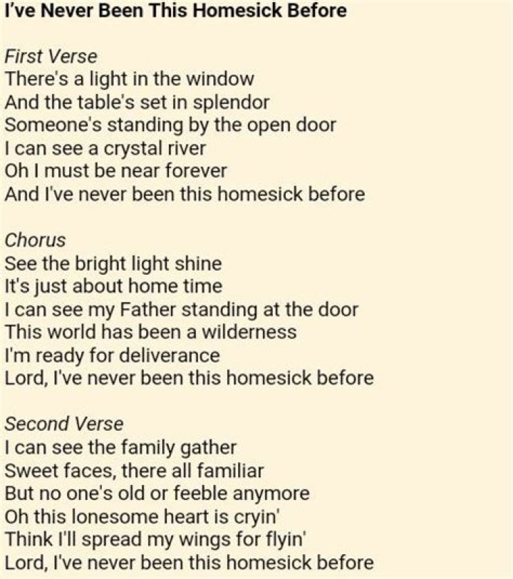 Never been this homesick before, keys lyrics