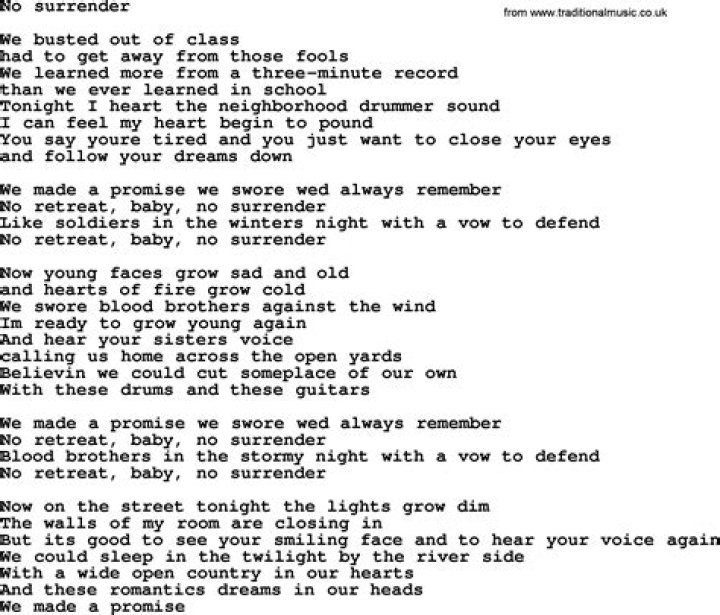 No surrender lyrics