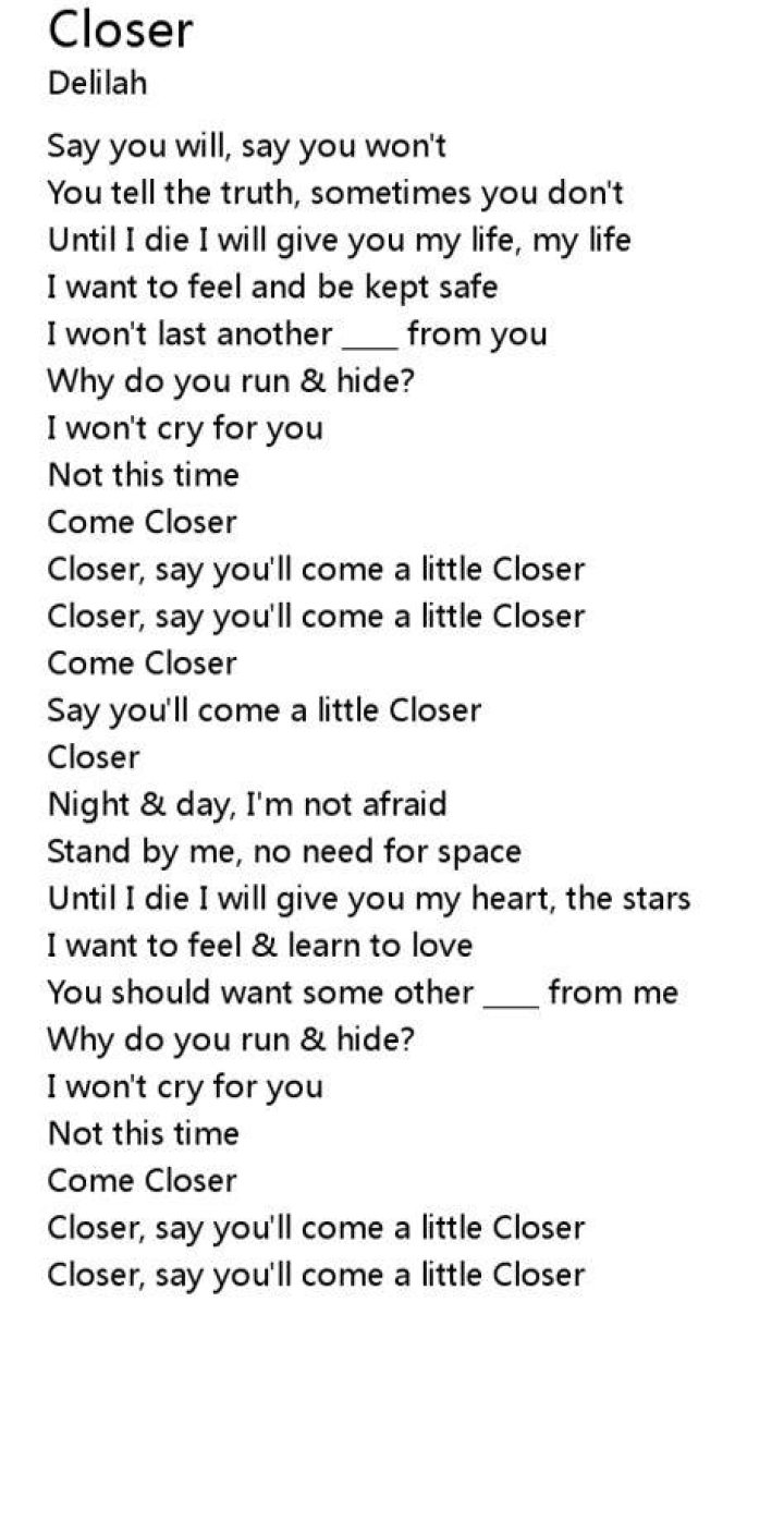 Now come closer lyrics