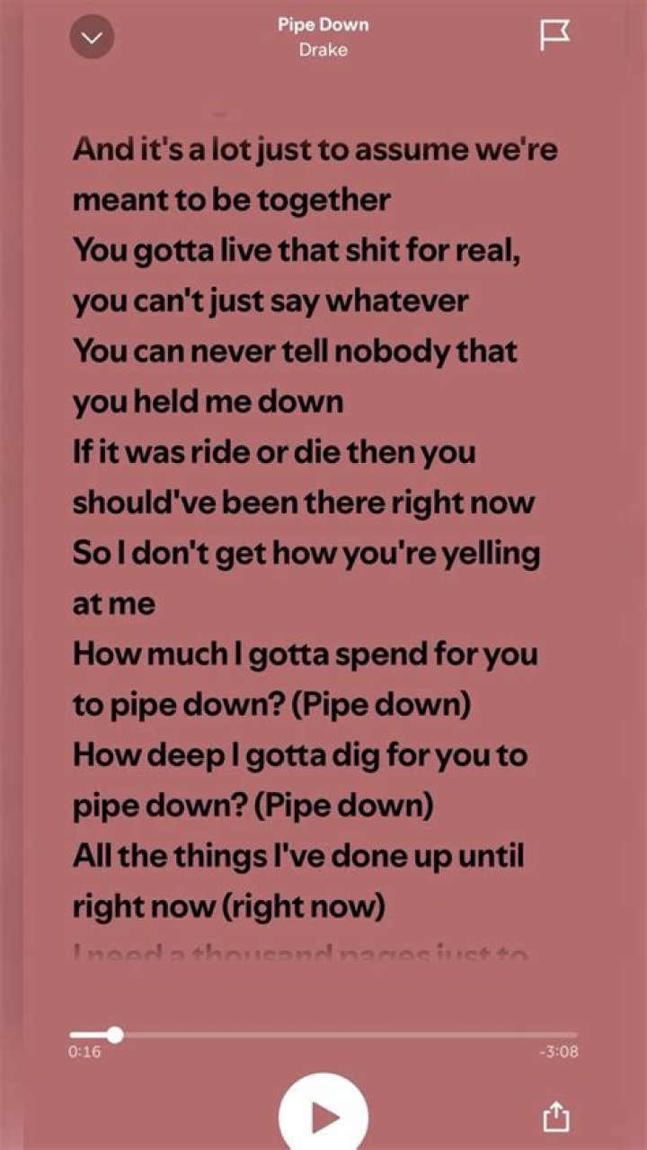 Pipe down drake lyrics