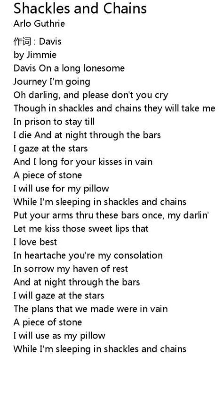 Shackles and chains lyrics