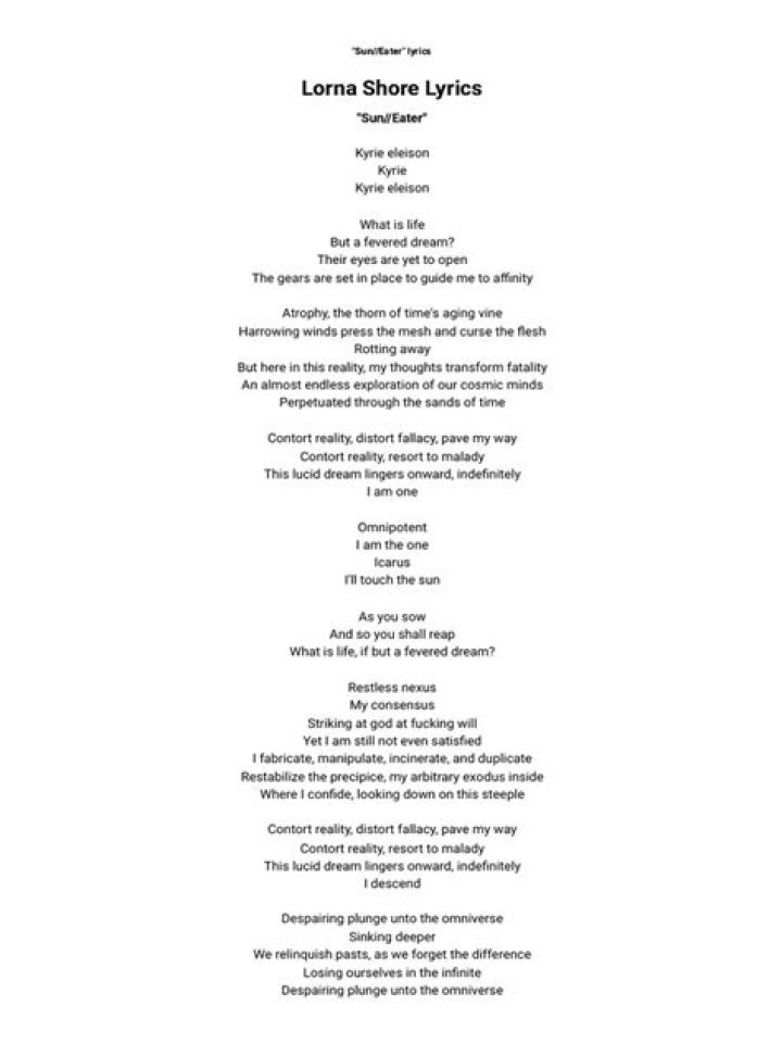 Sleep eater lyrics