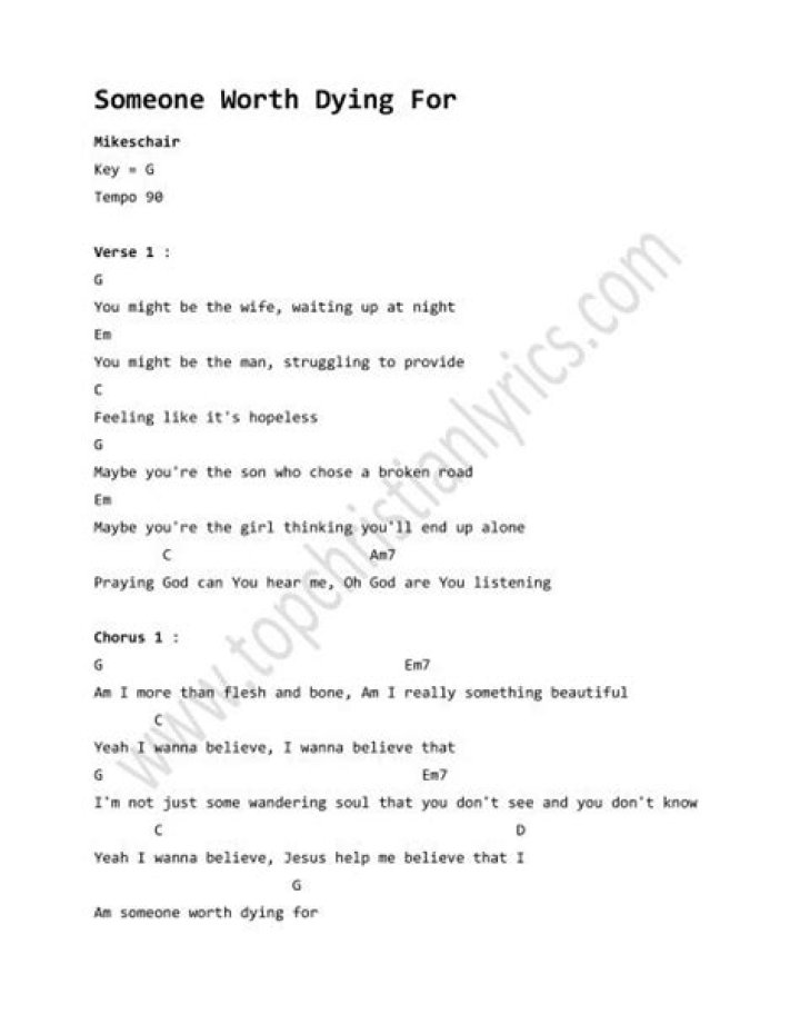 Something worth dying for lyrics