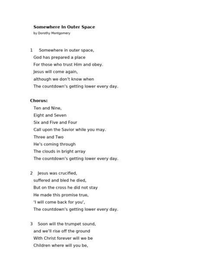 Somewhere in space lyrics