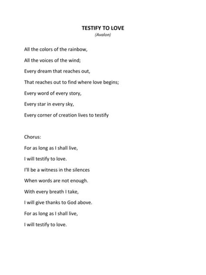 Testify my love lyrics