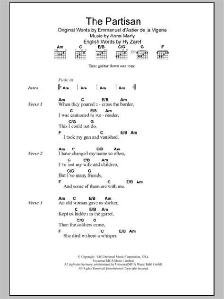 The partisan lyrics