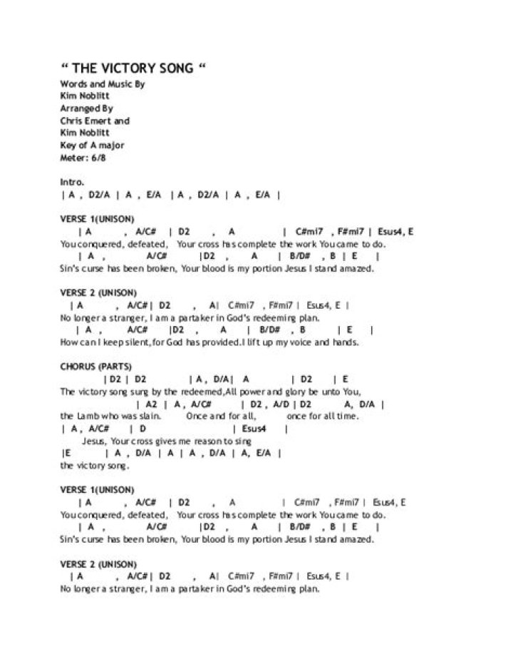 The victory won lyrics