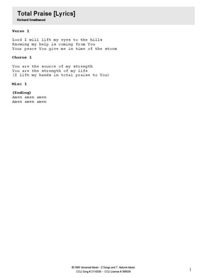 Total praise lyrics lyrics