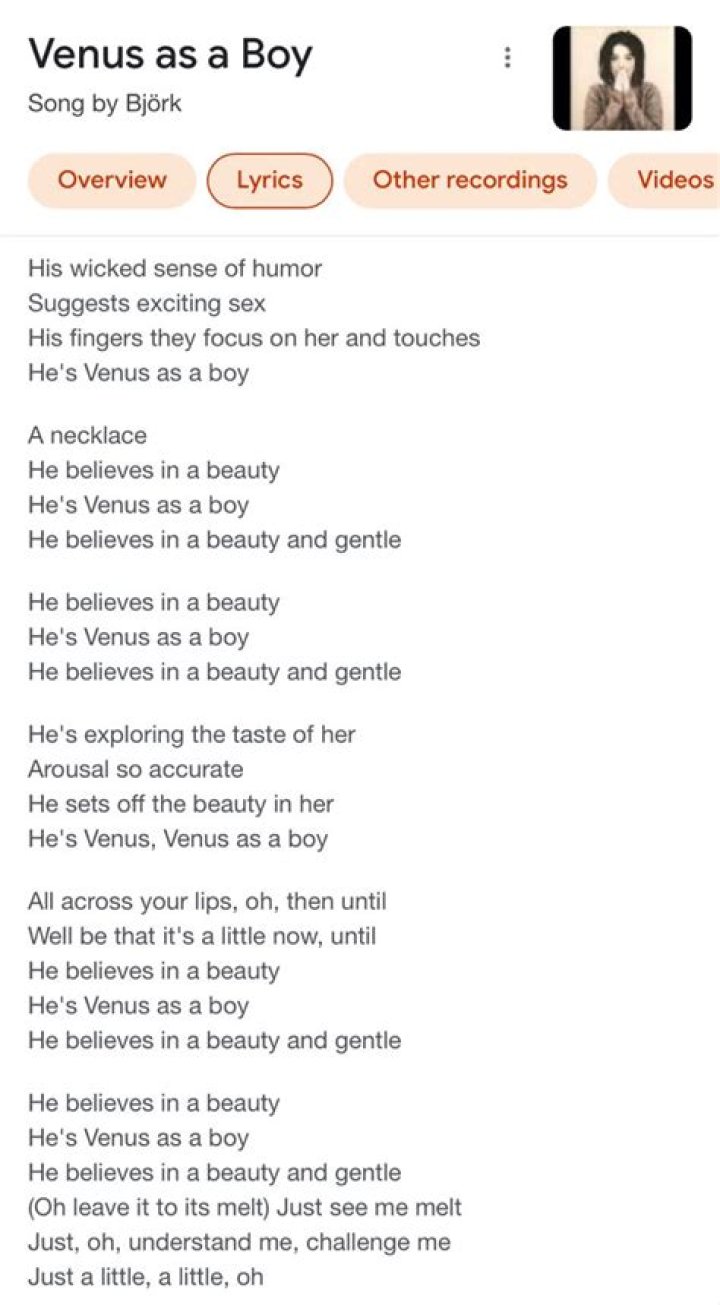 Venus as a boy lyrics